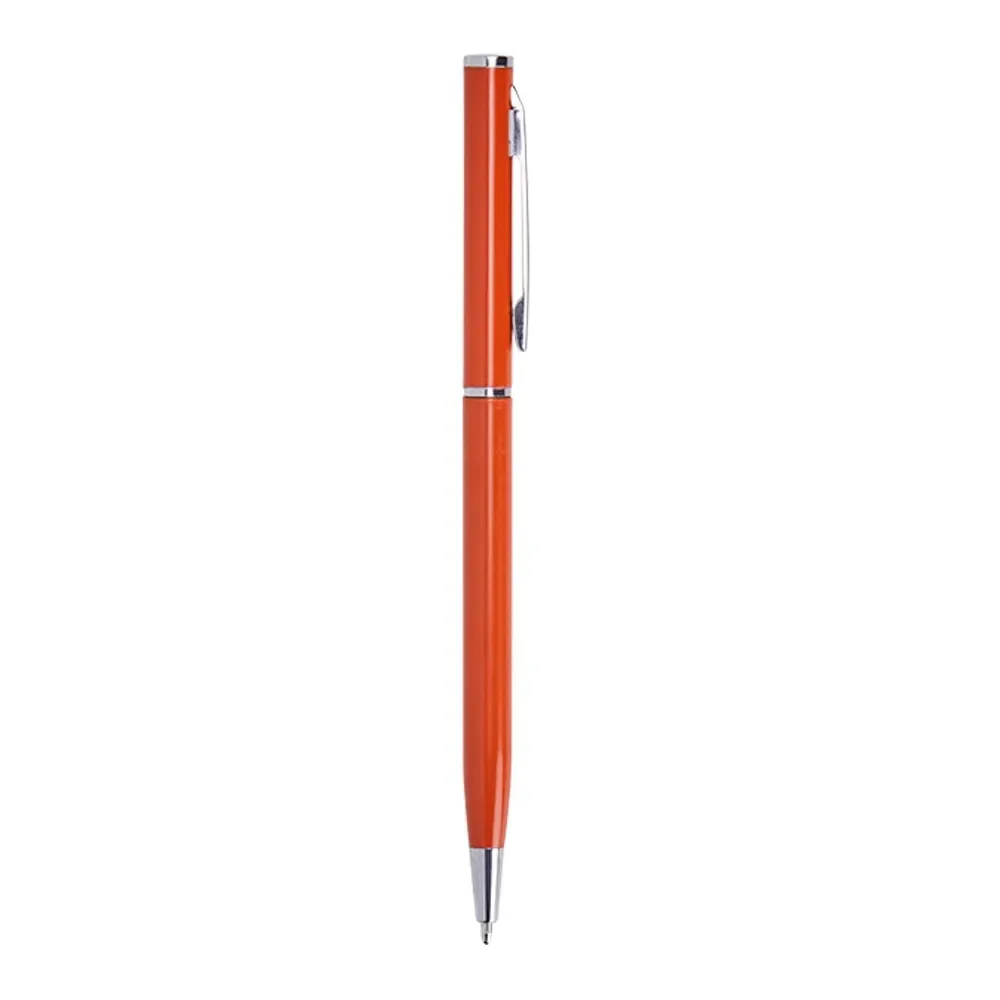 Caneta metal personalizada compacta na cor laranja