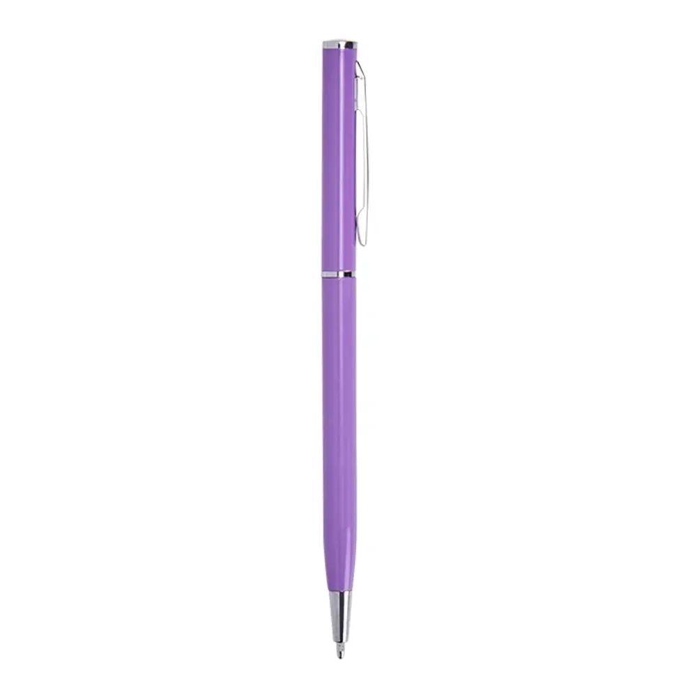 Caneta metal personalizada compacta na cor roxa