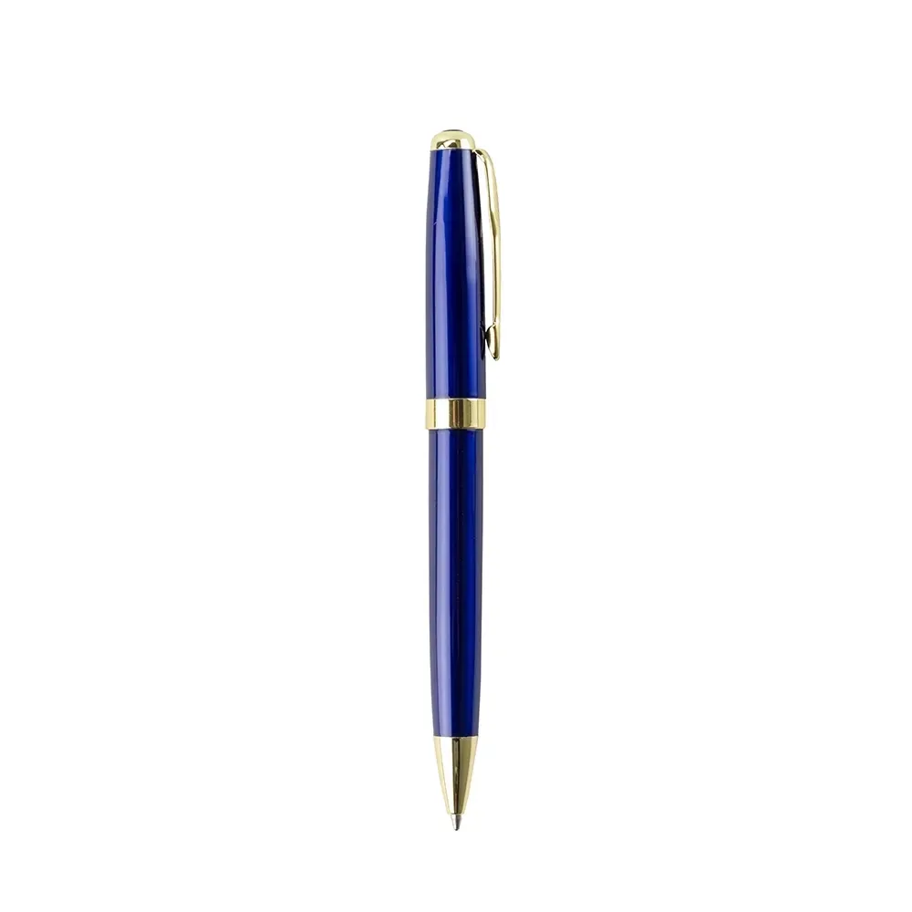 Caneta metal personalizada giratória azul