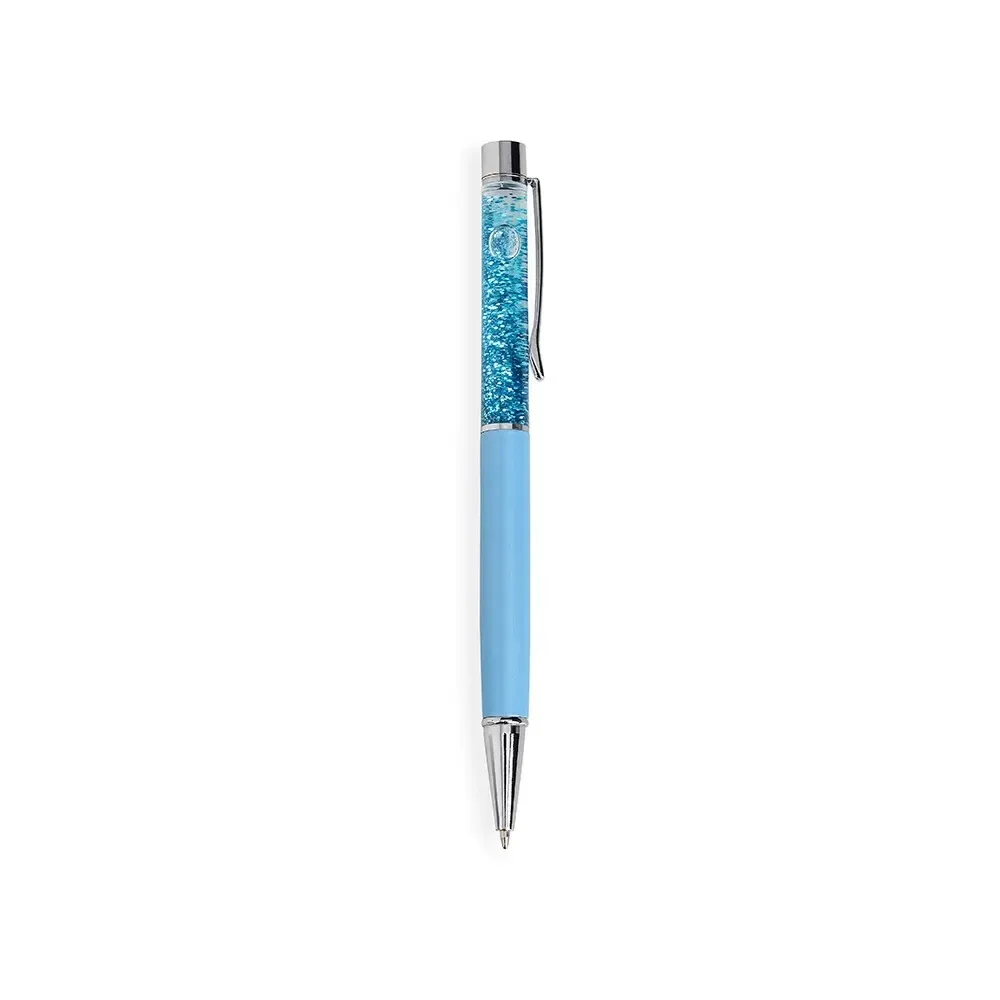 Caneta Metal Glitter personalizada azul clara