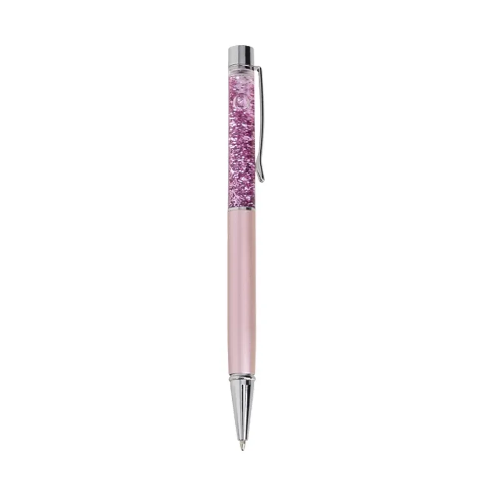 Caneta Metal Glitter personalizada rosa clara