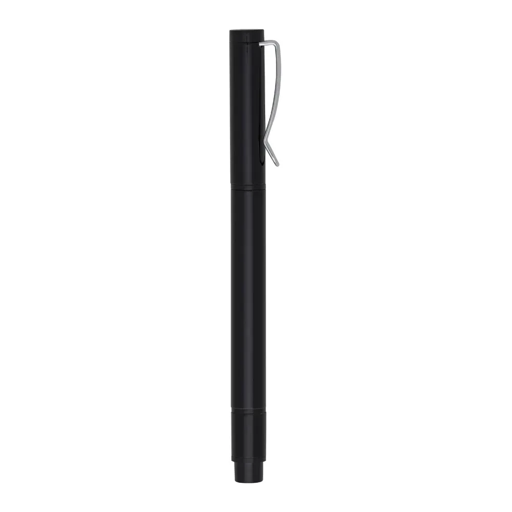 Caneta metal personalizada 2 em 1 com marca texto cor preto