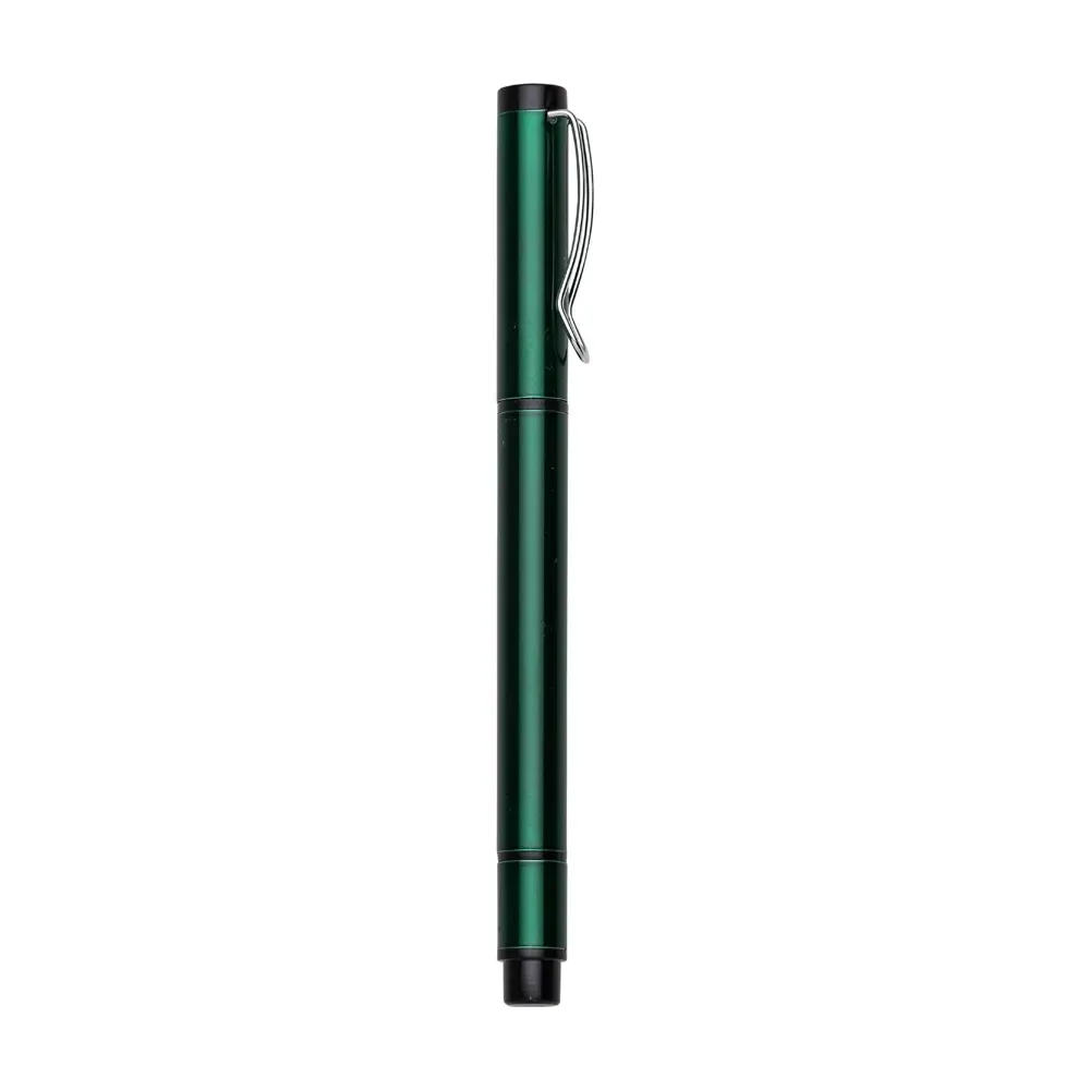 Caneta metal personalizada 2 em 1 com marca texto cor verde