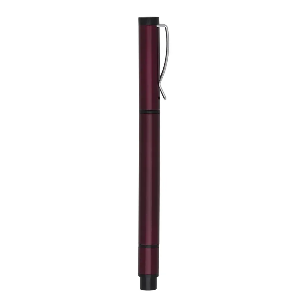 Caneta metal personalizada 2 em 1 com marca texto cor vermelho