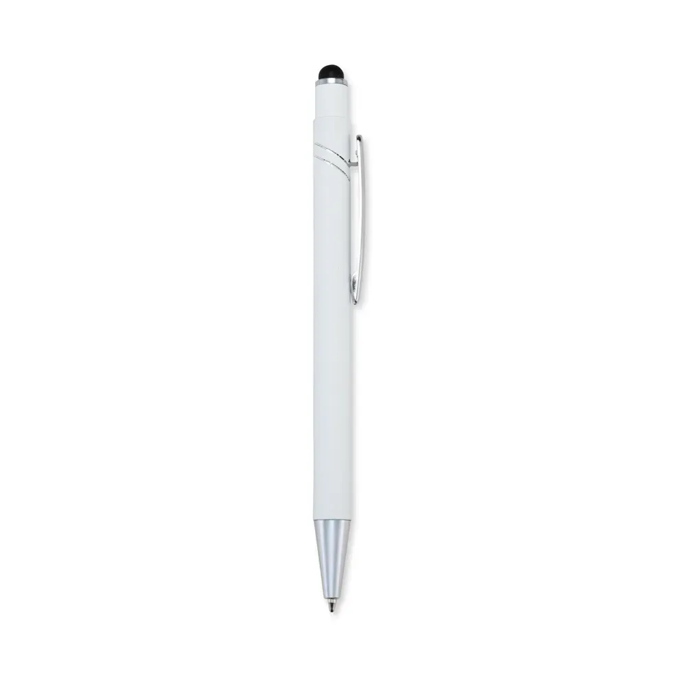 Caneta metal touch personalizada branca
