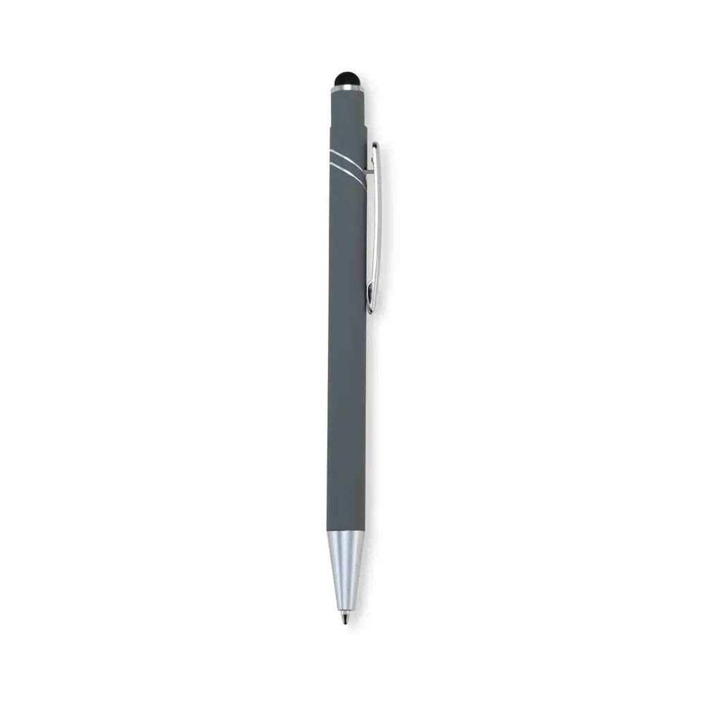 Caneta metal touch personalizada cinza