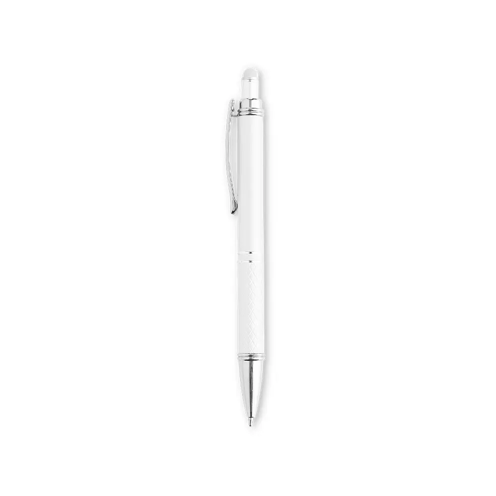 Caneta metal touch personalizada branca
