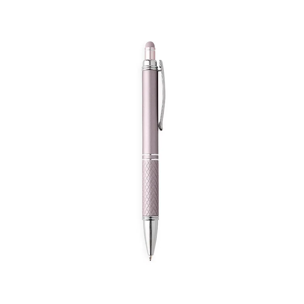 Caneta metal touch personalizada rosa