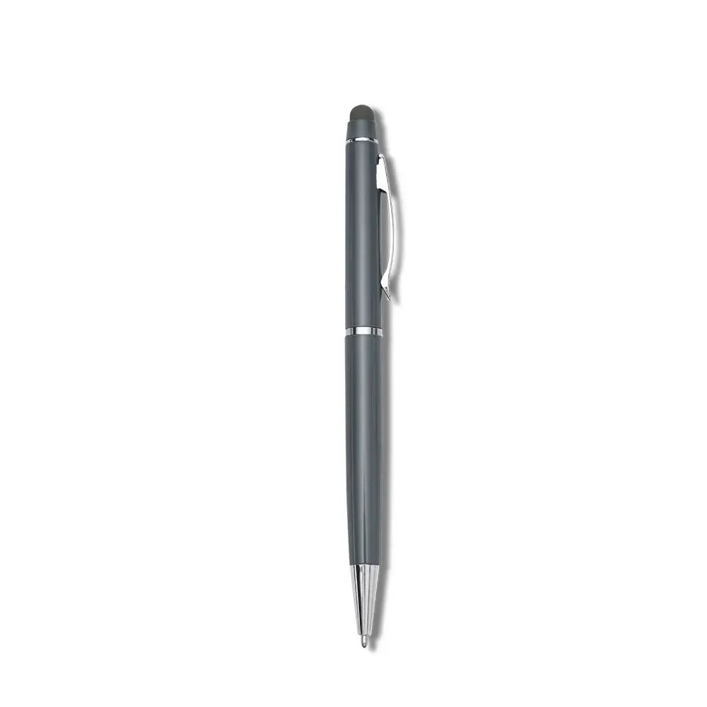 Caneta metal touch personalizada cinza