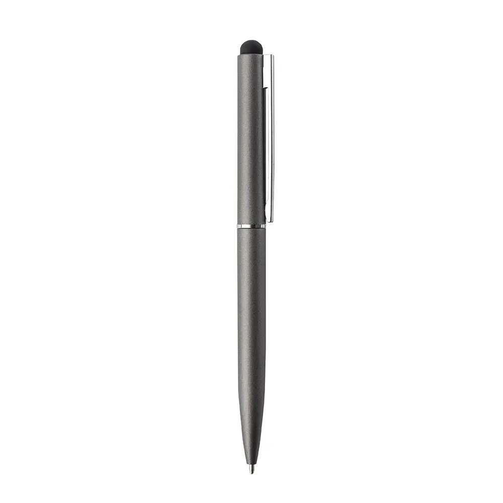 Caneta metal touch personalizada cinza