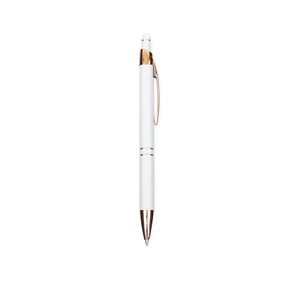 Caneta metal touch personalizada branca