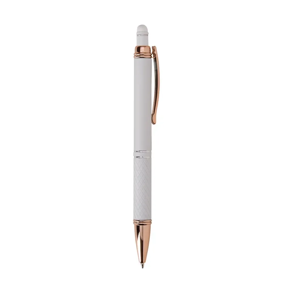 Caneta metal touch personalizada branca
