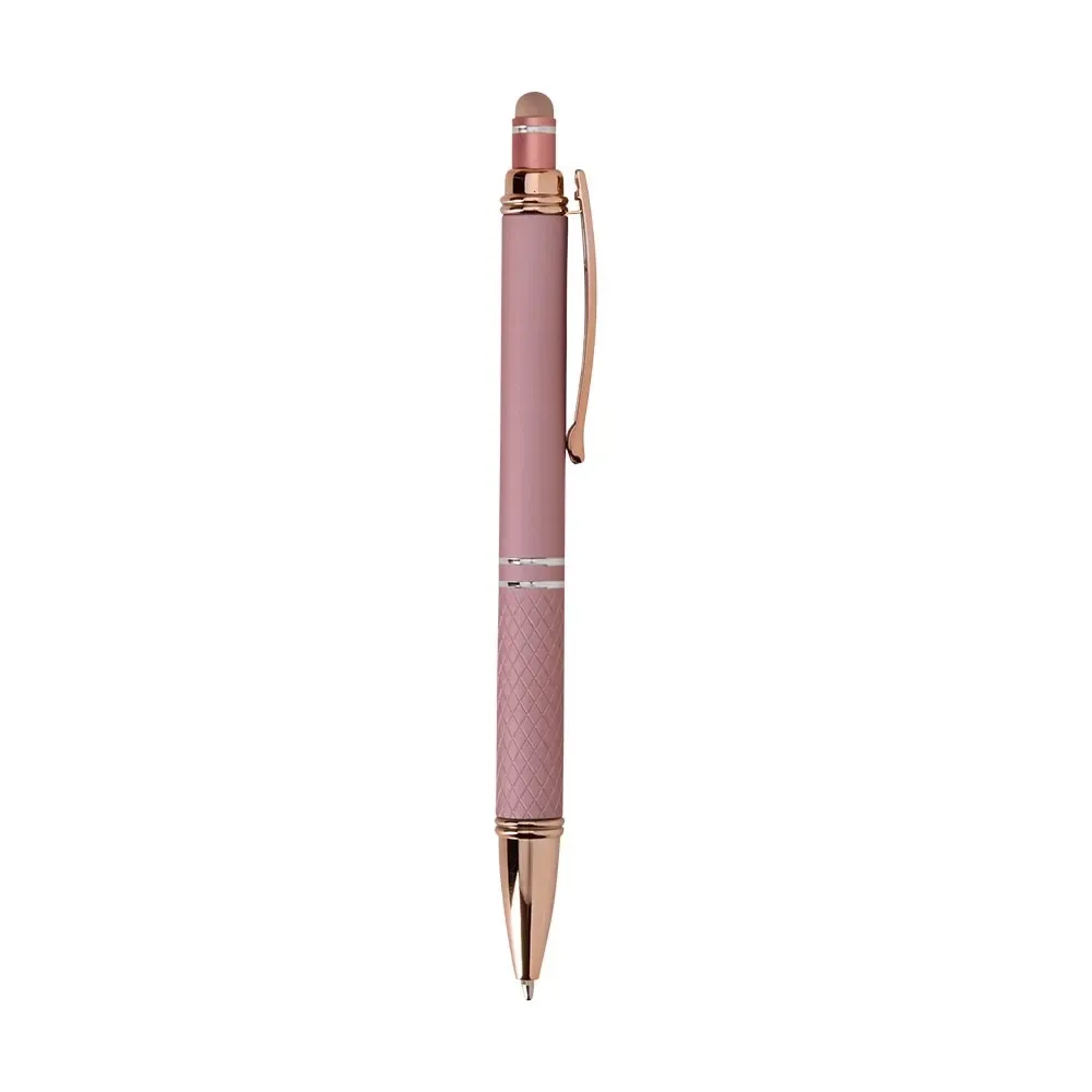 Caneta metal touch personalizada rosa