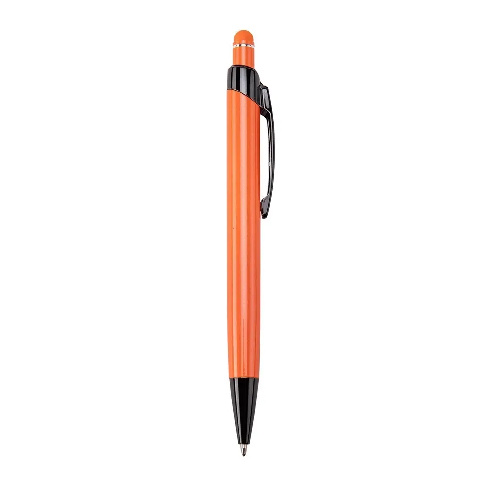 Caneta metal touch personalizada acabamento brilhante laranja