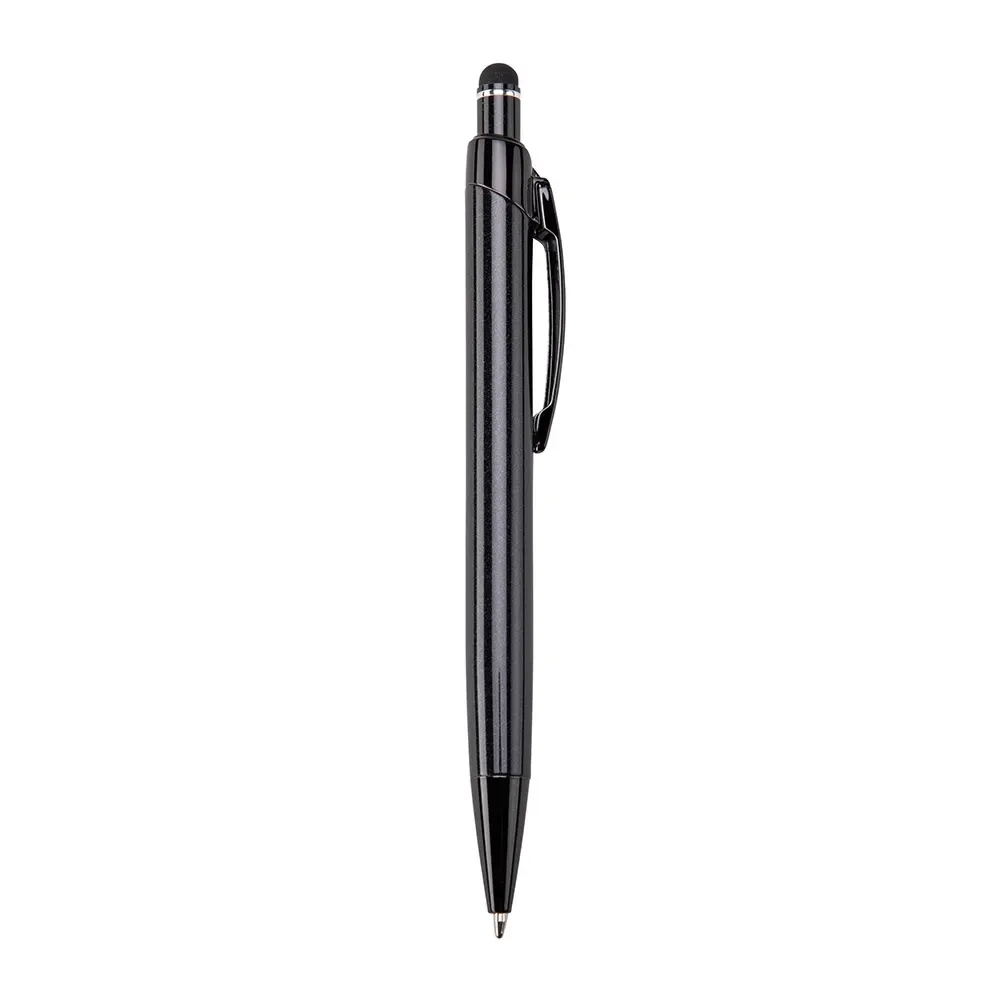 Caneta metal touch personalizada acabamento refletivo preta