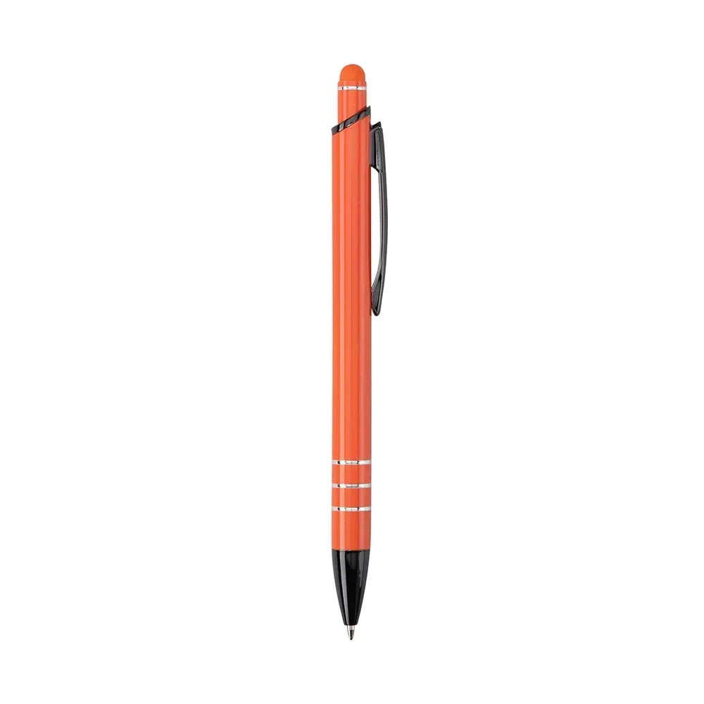 Caneta Metal Touch com Anéis Decorativos personalizada laranja