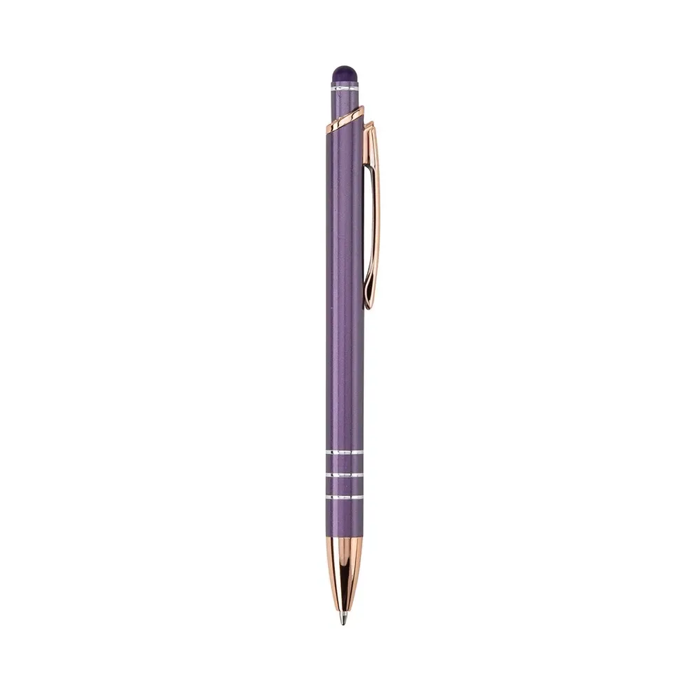 Caneta Metal Touch com Anéis Decorativos personalizada roxo