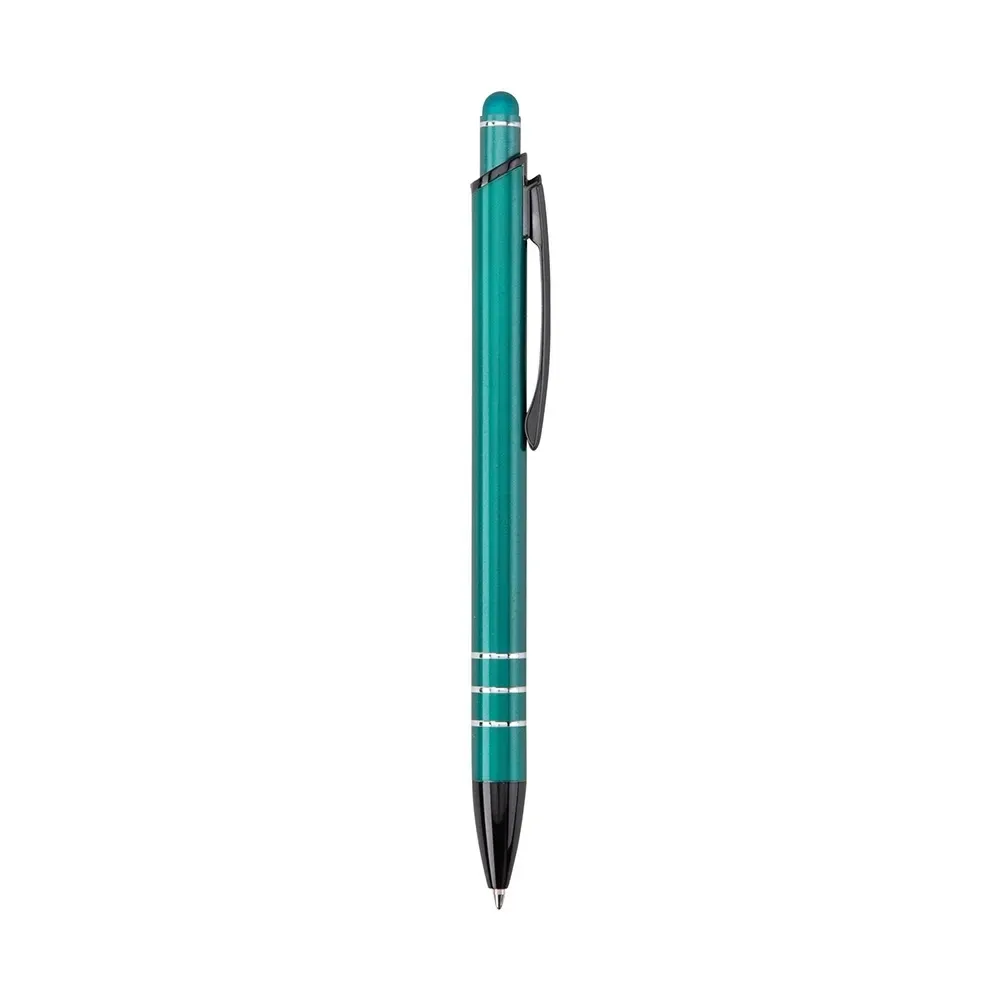 Caneta Metal Touch com Anéis Decorativos personalizada verde
