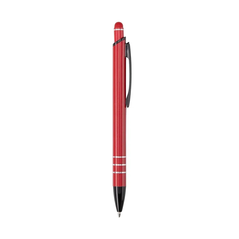 Caneta Metal Touch com Anéis Decorativos personalizada vermelho
