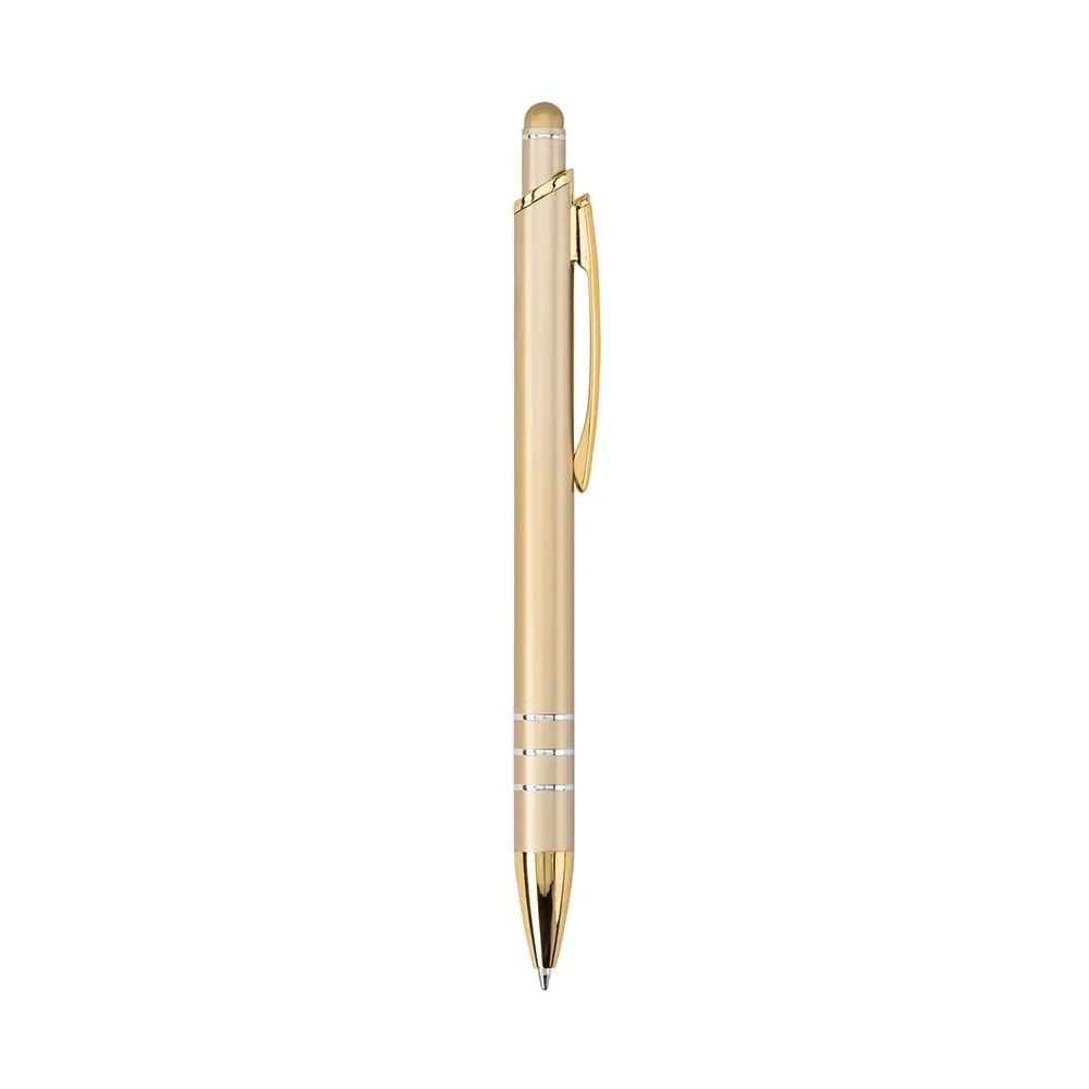 Caneta Metal Touch com Anéis Prateados personalizada dourado