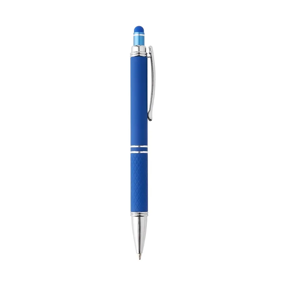 Caneta Metal Touch Base Texturizada personalizada azul