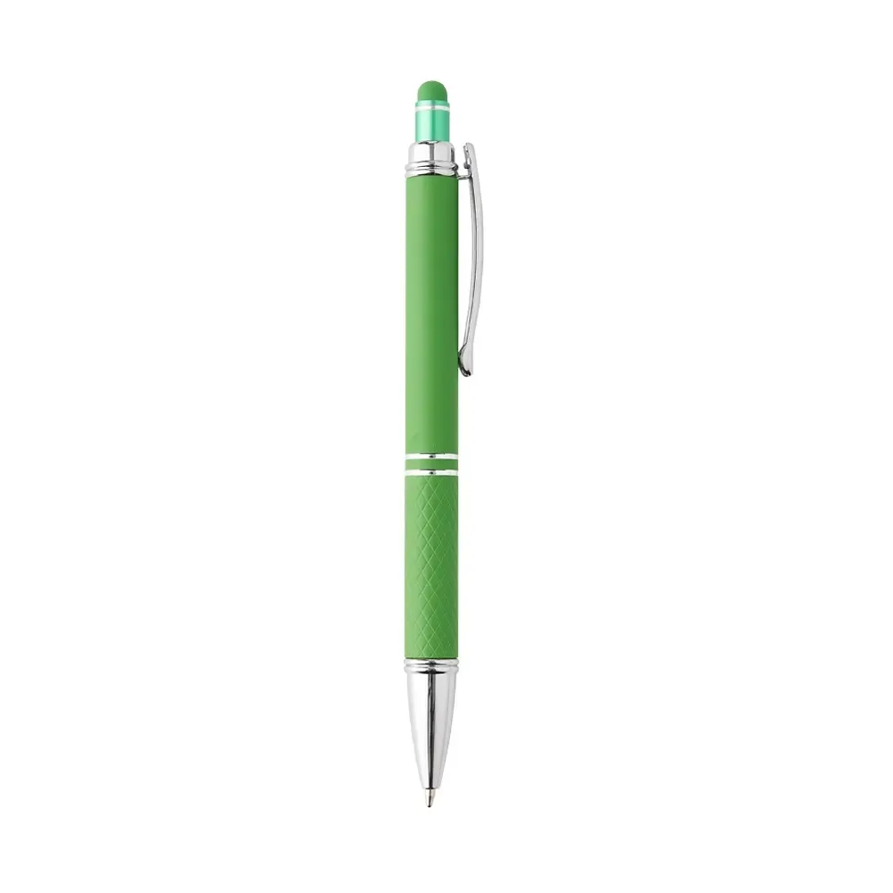 Caneta Metal Touch Base Texturizada personalizada verde