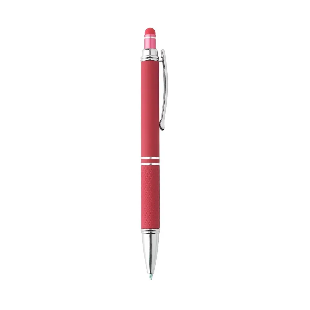 Caneta Metal Touch Base Texturizada personalizada vermelha