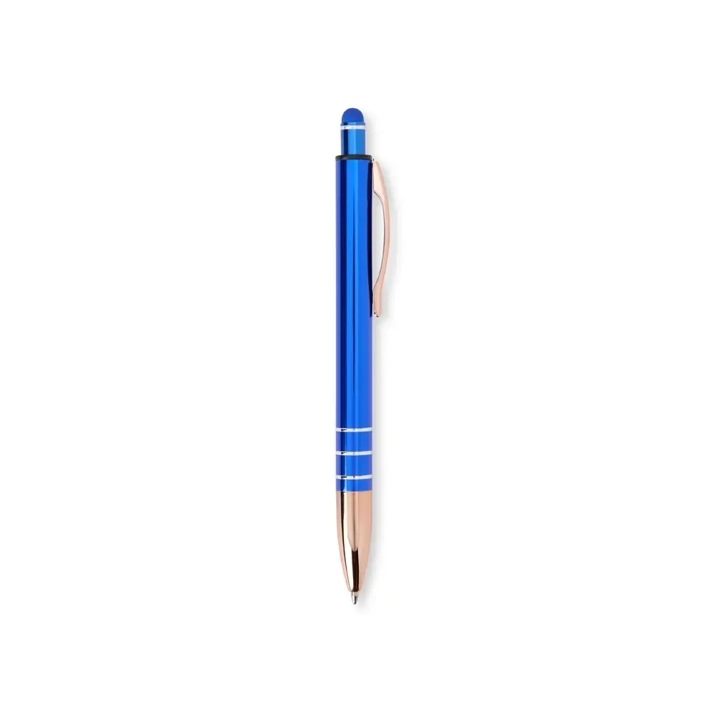 Caneta metal touch personalizada clipe metálico cores clássicas azul