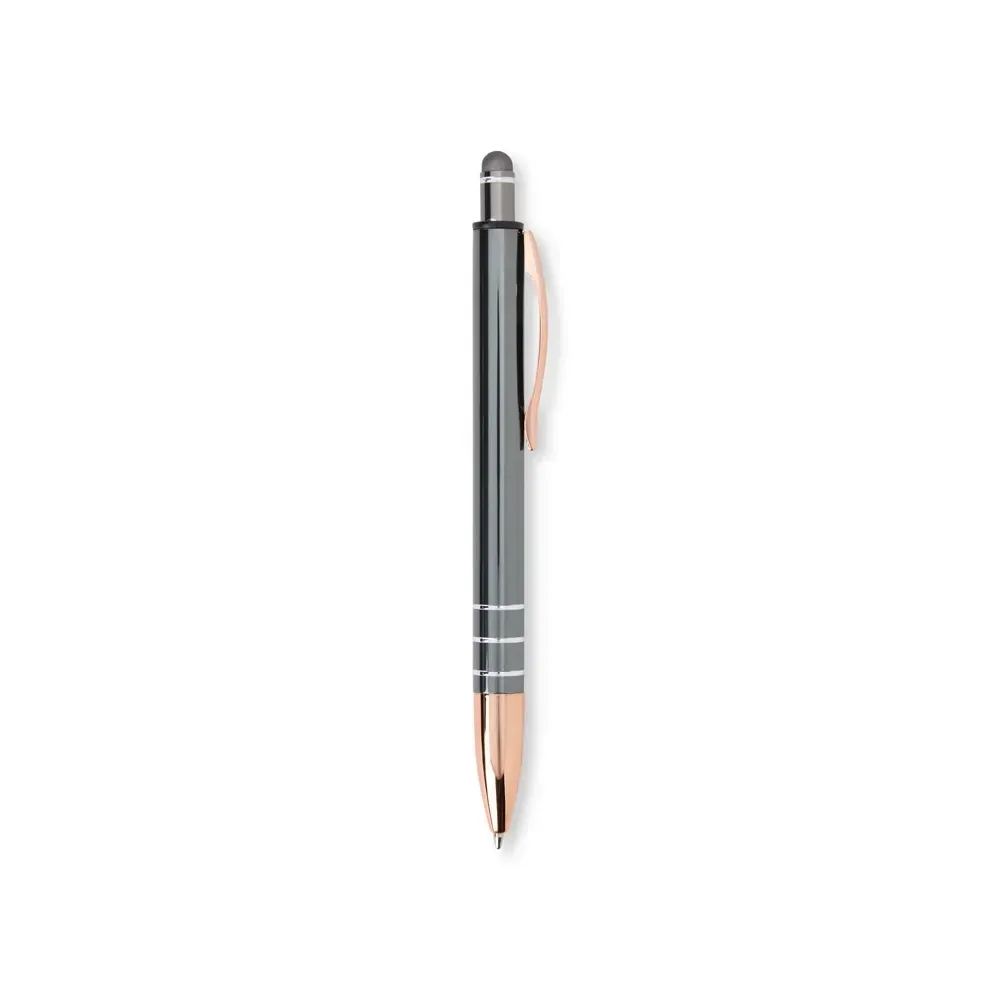 Caneta metal touch personalizada clipe metálico cores clássicas cor chumbo