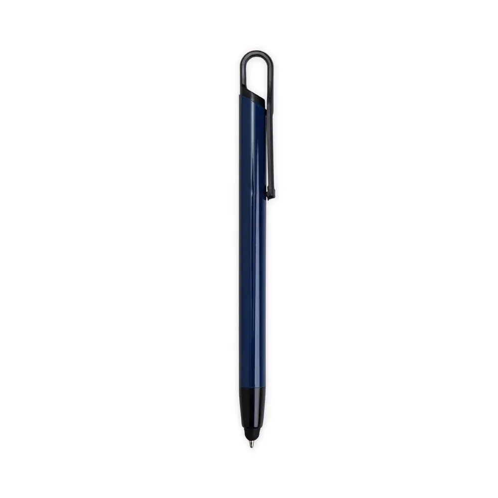 Caneta metal touch personalizada com clipe plástico azul