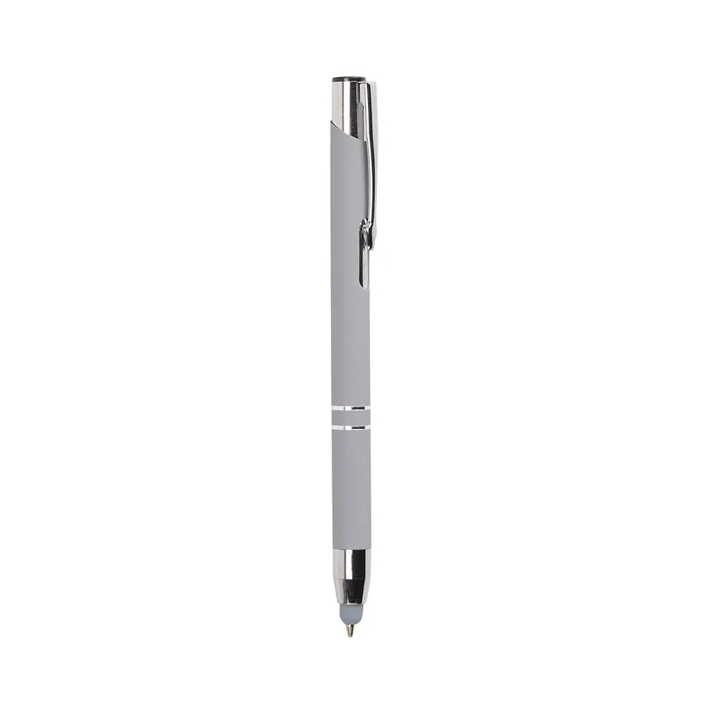 Caneta Metal Touch Compacta personalizada cinza claro