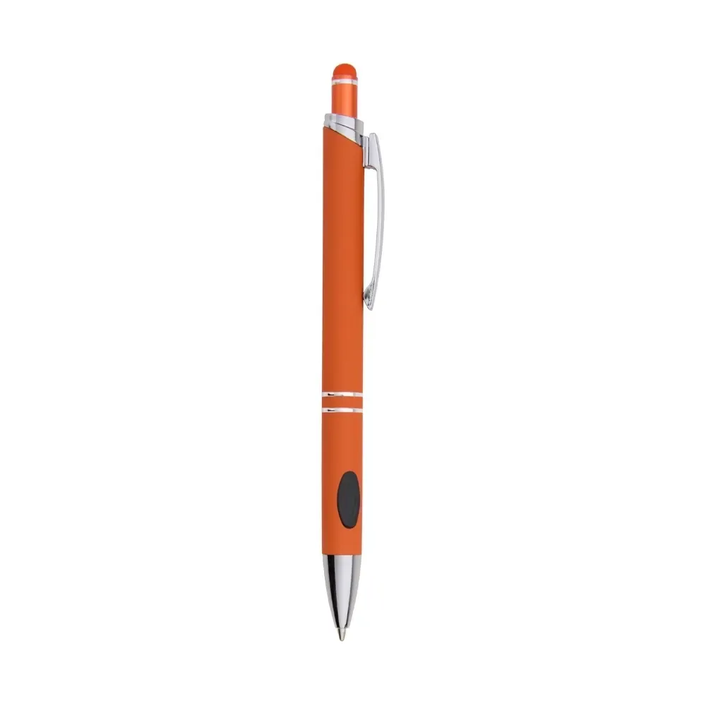 Caneta metal touch personalizada cores vibrantes laranja — vista frontal