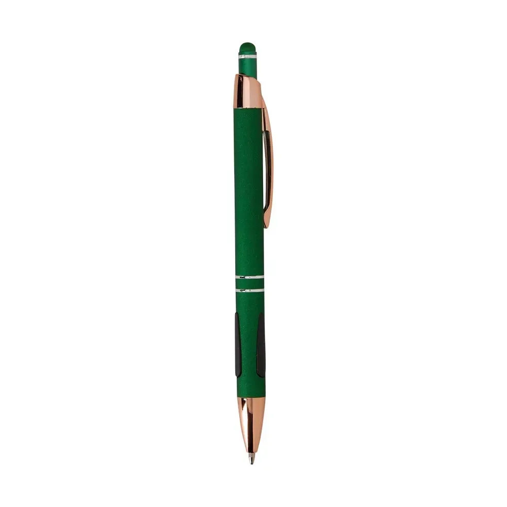 Caneta metal touch personalizada corpo emborrachado verde