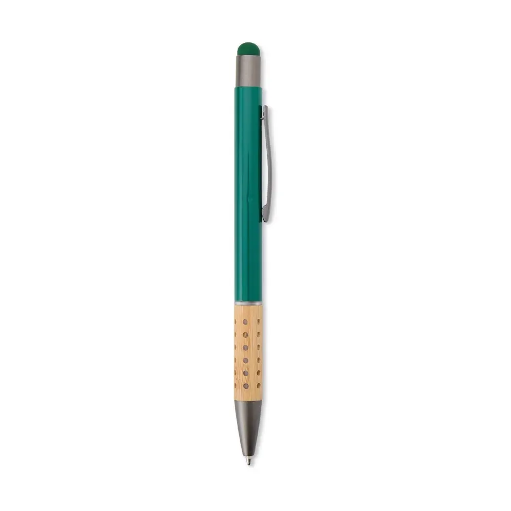 Caneta Metal Touch com Detalhe em Bambu personalizada verde