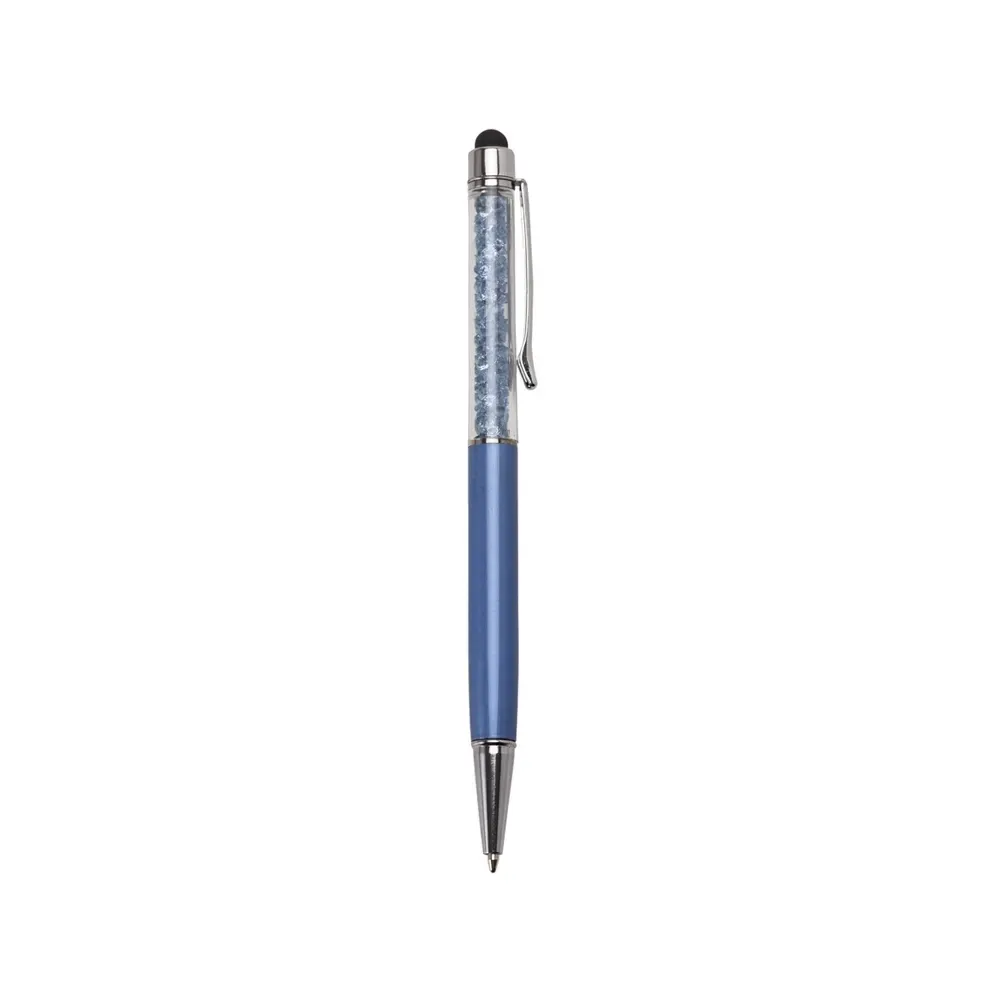 Caneta Metal Touch com Detalhe em Cristal personalizada azul escuro