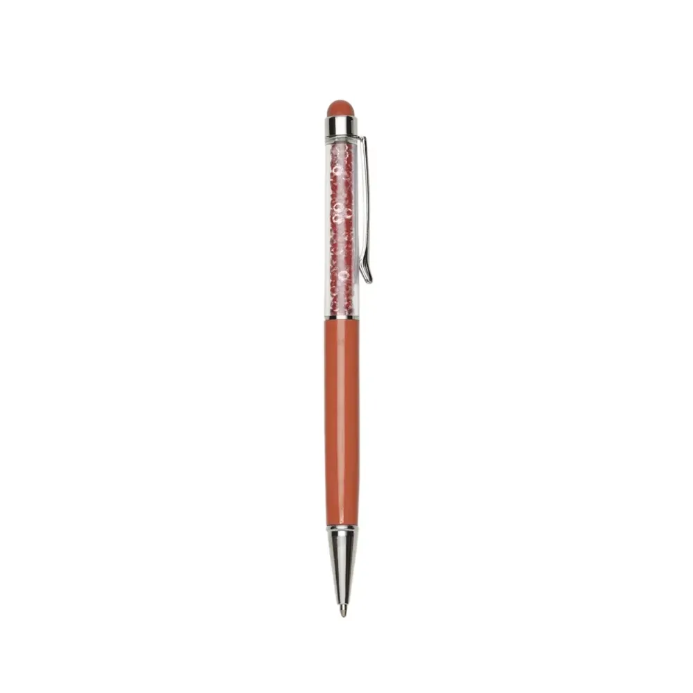 Caneta Metal Touch com Detalhe em Cristal personalizada laranja