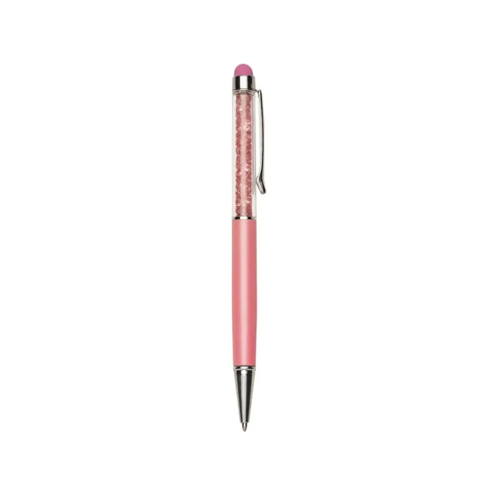 Caneta Metal Touch com Detalhe em Cristal personalizada rosa
