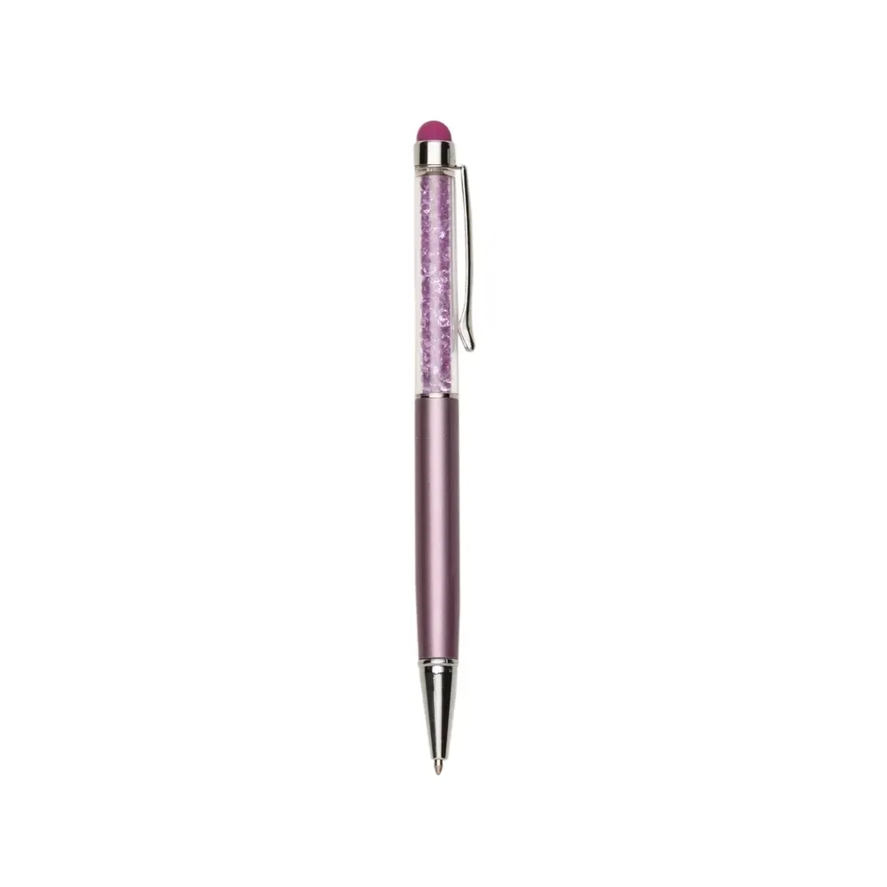 Caneta Metal Touch com Detalhe em Cristal personalizada roxa
