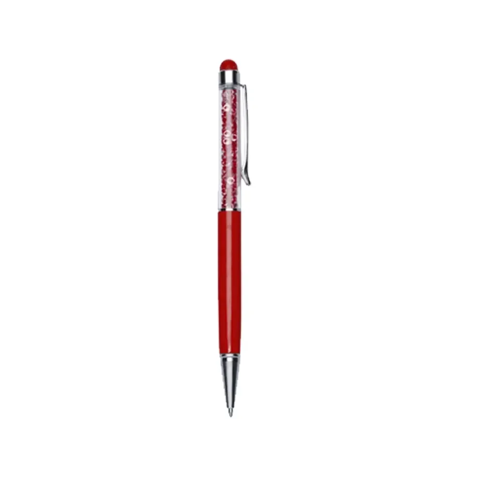 Caneta Metal Touch com Detalhe em Cristal personalizada vermelha