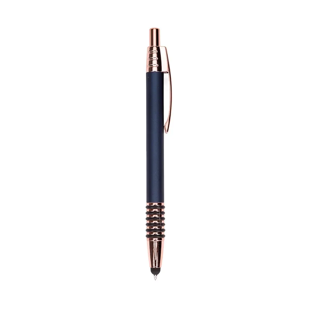 Caneta Metal Touch com Detalhes Emborrachados personalizada azul escuro