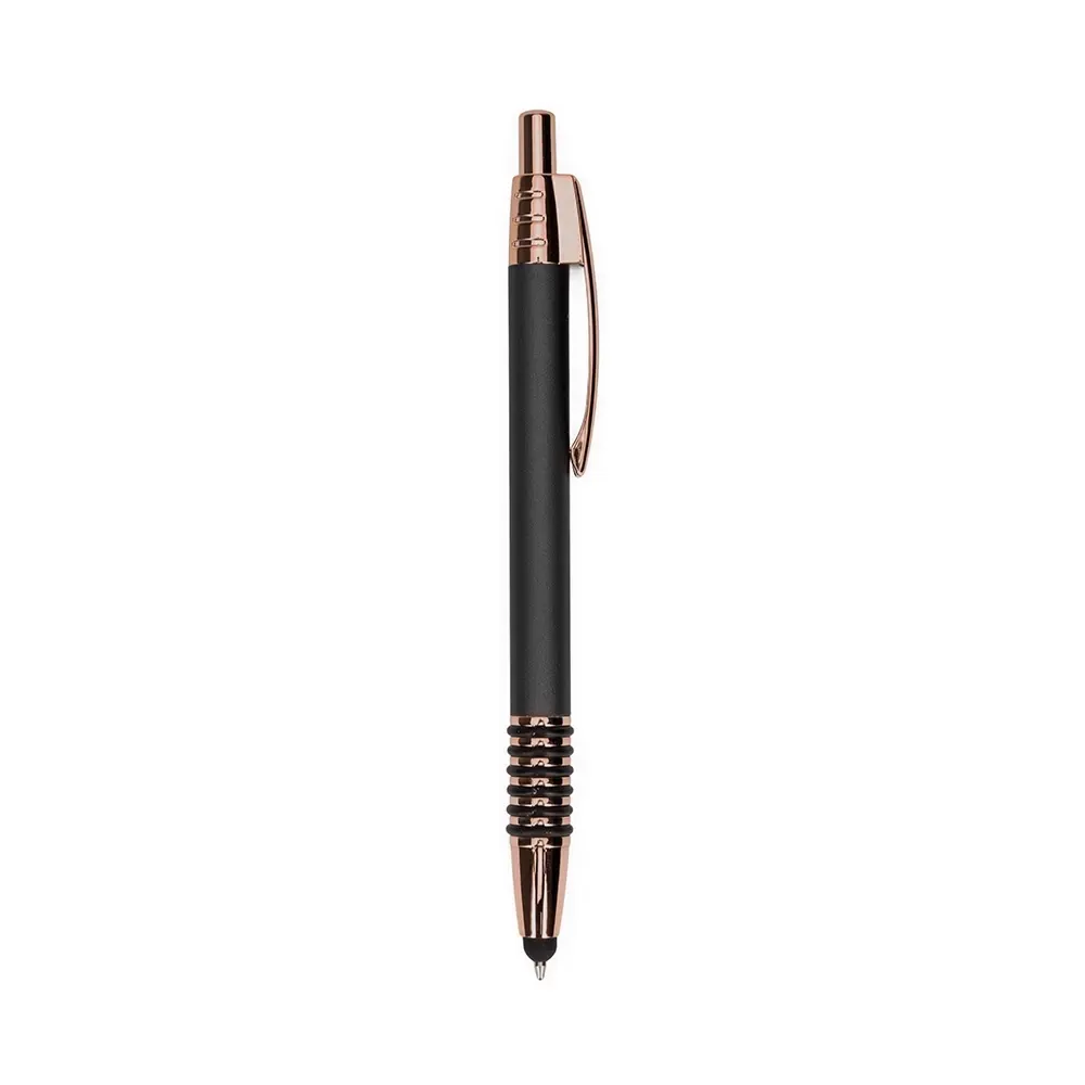 Caneta Metal Touch com Detalhes Emborrachados personalizada preto