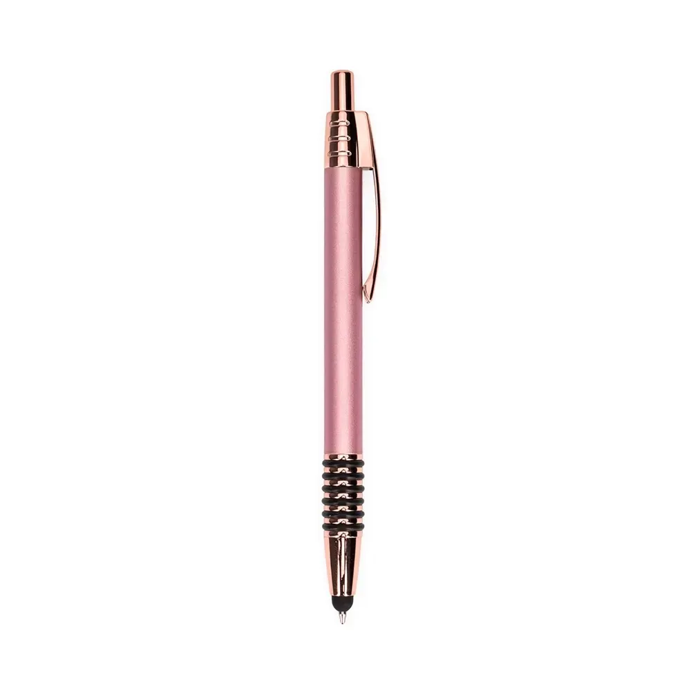 Caneta Metal Touch com Detalhes Emborrachados personalizada rosa
