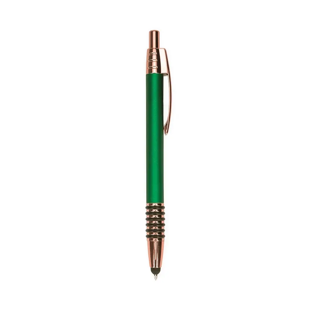Caneta Metal Touch com Detalhes Emborrachados personalizada verde