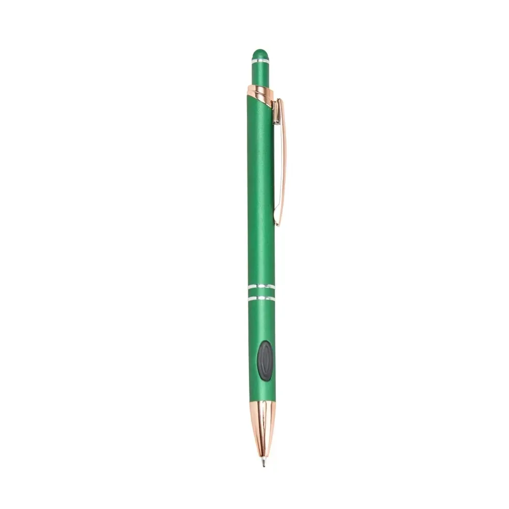 Caneta metal touch personalizada com detalhes em plástico verde escura