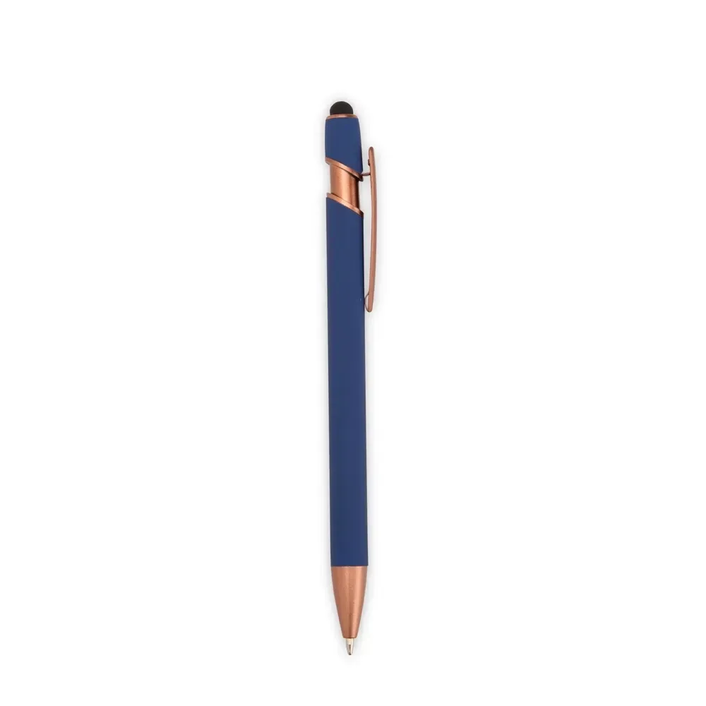 Caneta Metal Touch Emborrachada personalizada azul escura