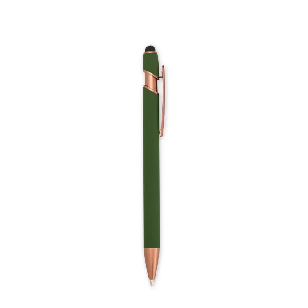 Caneta Metal Touch Emborrachada personalizada verde escura