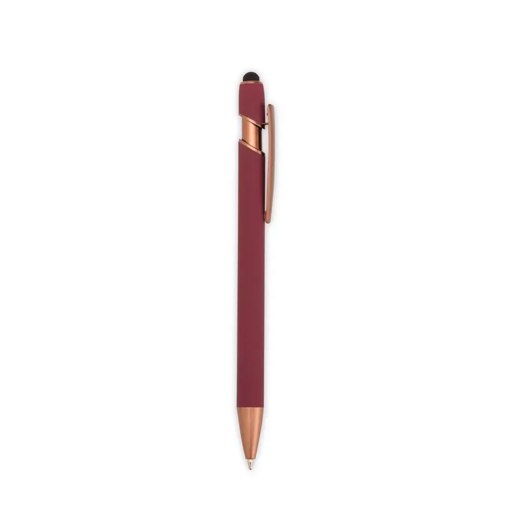 Caneta Metal Touch Emborrachada personalizada vinho