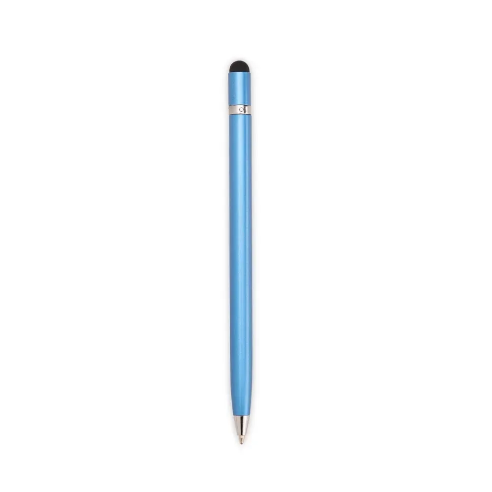 Caneta metal touch personalizada giratória fina azul