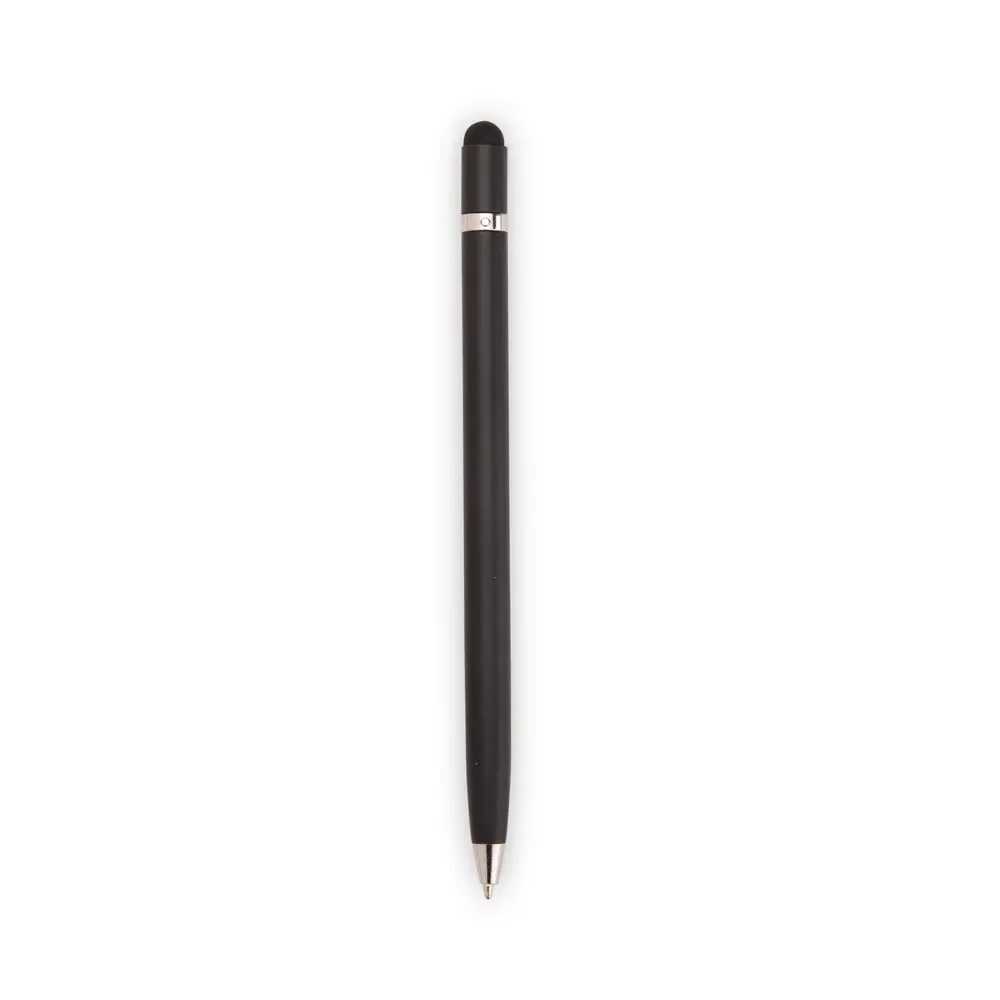 Caneta metal touch personalizada giratória fina preta