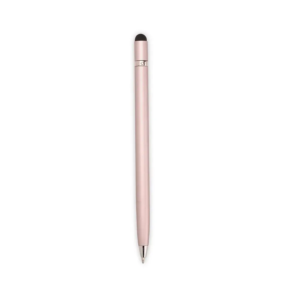 Caneta metal touch personalizada giratória fina rosa claro